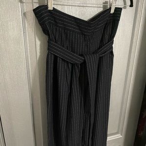 Tie waist pin stripped pants loose fit
